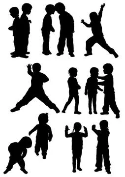 Children silhouettes Stock Illustration