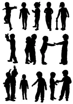 Children silhouettes Stock Illustration