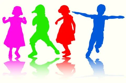 Children silhouettes Illustrazione stock