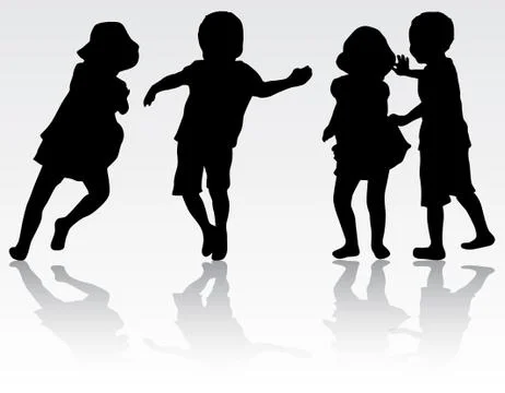 Children silhouettes Stock Illustration