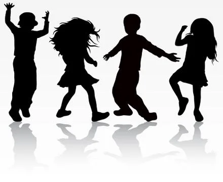 Children silhouettes Stock Illustration