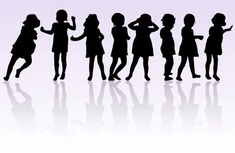 Children silhouettes Stock Illustration