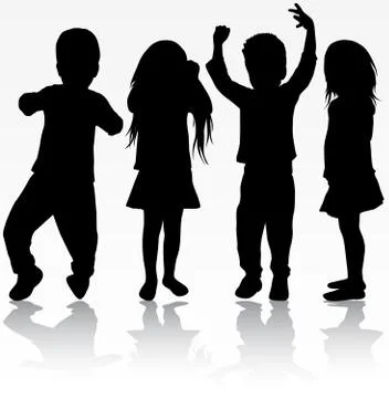 Children silhouettes Illustrazione stock