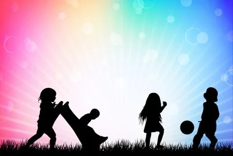 Children silhouettes Illustrazione stock