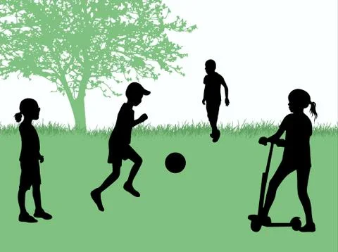 Children silhouettes Stock Illustration