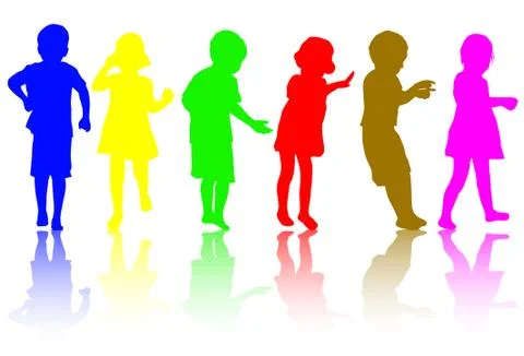 Children silhouettes Stock Illustration