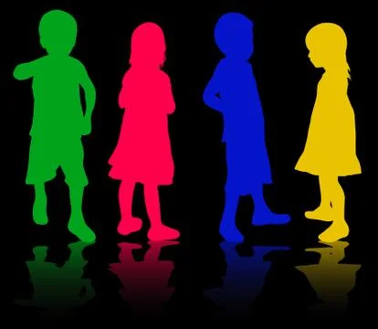 Children silhouettes Stock Illustration