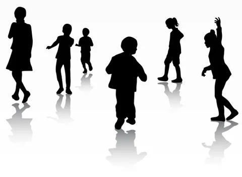 Children silhouettes Illustrazione stock