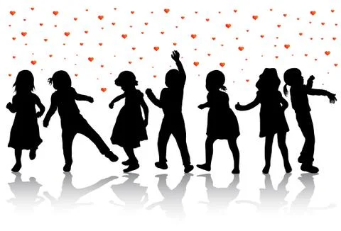 Children silhouettes Illustrazione stock