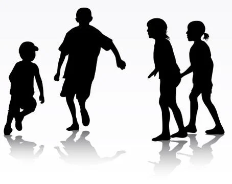 Children silhouettes Stock Illustration