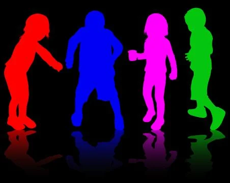 Children silhouettes Stock Illustration