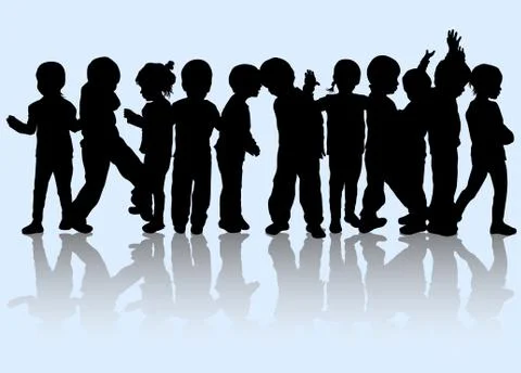 Children silhouettes Illustrazione stock