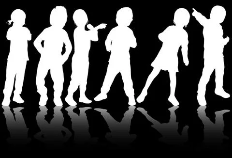 Children silhouettes Stock Illustration