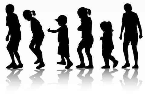 Children silhouettes Stock Illustration
