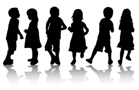 Children silhouettes Stock Illustration