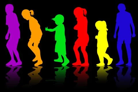 Children silhouettes Stock Illustration