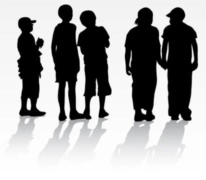 Children silhouettes Stock Illustration