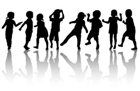 Children silhouettes Stock Illustration