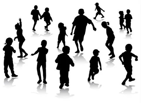 Children silhouettes Stock Illustration