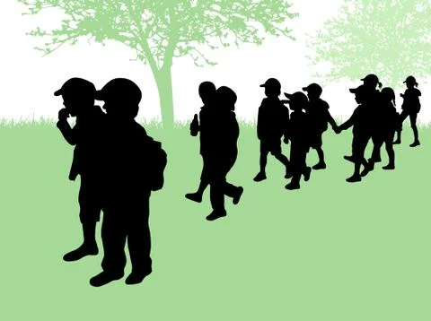Children silhouettes Stock Illustration