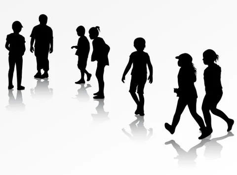 Children silhouettes Stock Illustration