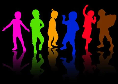 Children silhouettes Stock Illustration