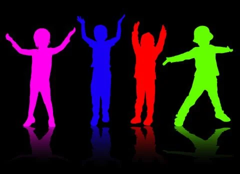 Children silhouettes Illustrazione stock
