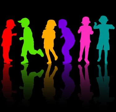 Children silhouettes Stock Illustration