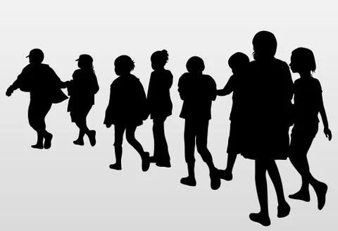 Children silhouettes Stock Illustration