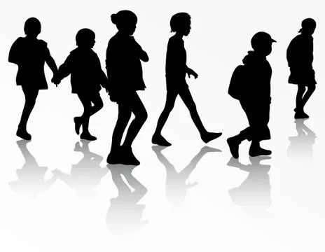 Children silhouettes Stock Illustration