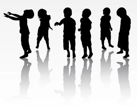 Children silhouettes Stock Illustration
