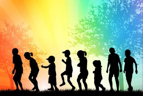 Children silhouettes Stock Illustration