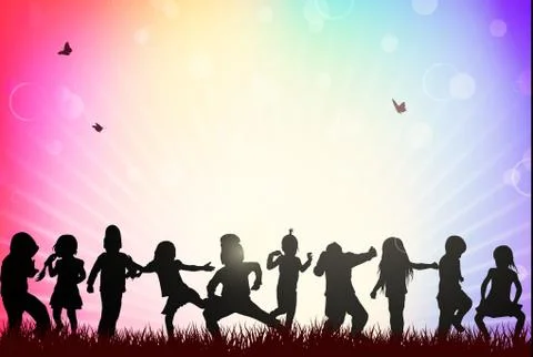 Children silhouettes Illustrazione stock