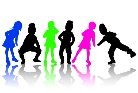Children silhouettes Illustrazione stock