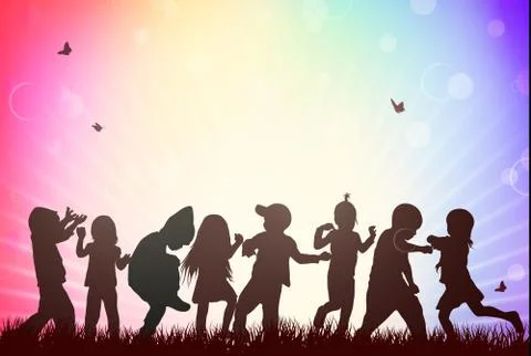 Children silhouettes Stock Illustration
