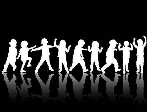 Children silhouettes Stock Illustration