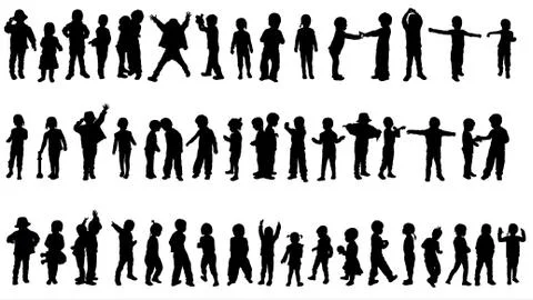 Children silhouettes Stock Illustration