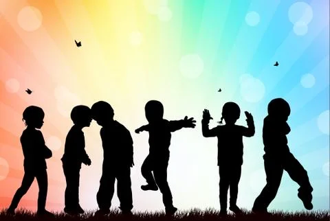 Children silhouettes Illustrazione stock