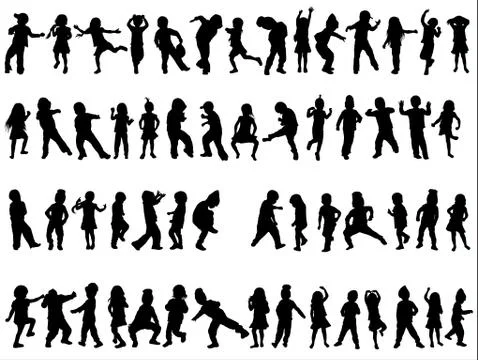 Children silhouettes Stock Illustration