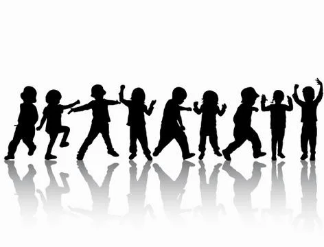 Children silhouettes Stock Illustration
