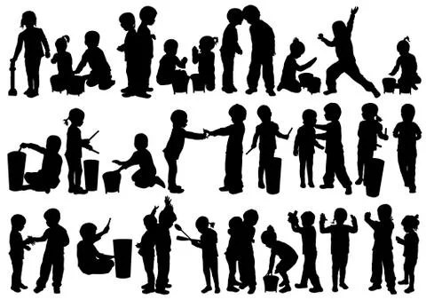 Children silhouettes Stock-Illustration