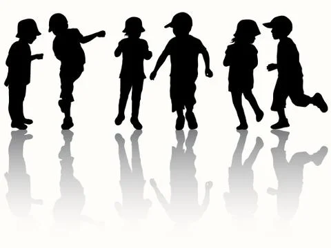 Children silhouettes Stock Illustration