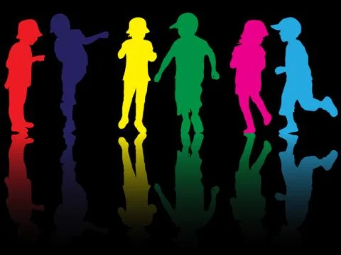 Children silhouettes Stock Illustration