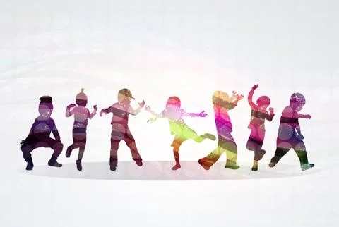 Children silhouettes Stock Illustration