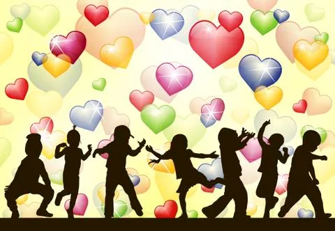 Children silhouettes Stock Illustration