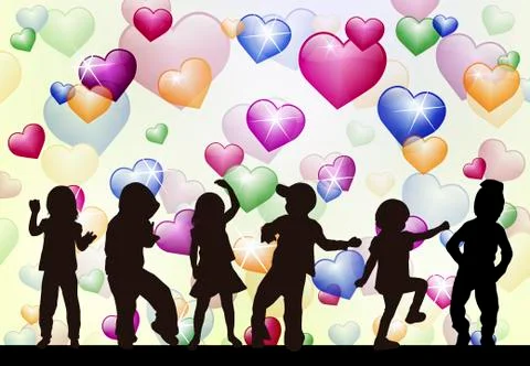Children silhouettes Stock-Illustration