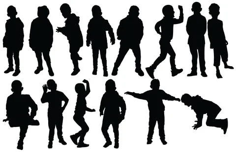 Children silhouettes set Stock Illustration