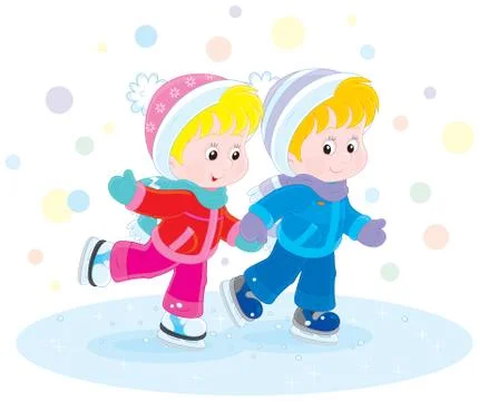 Children skating Stock Illustration