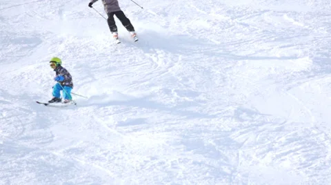 Children ski in slow motion Stock Footage 35301350