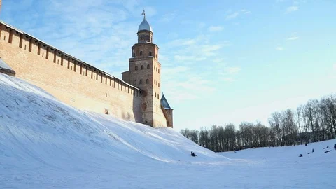 Children sledding downhill in the winter 動画素材 84132077